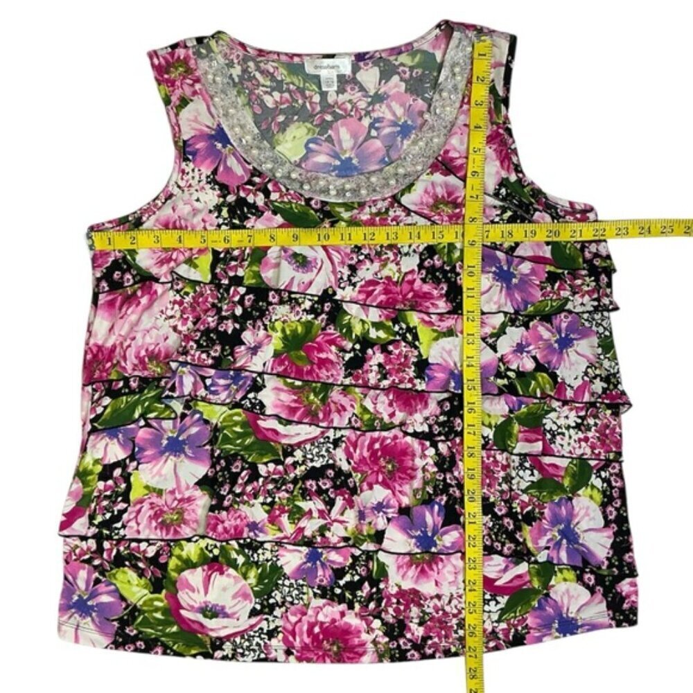 Dress Barn Cascade Ruffle Embellished Sleeveless Top Pink Purple Plus 14/16 - Picture 5 of 16